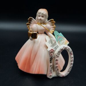 Josef Originals Birthday Angel 10 Pink 4 Inch Taiwan Sticker Tag Gold Accent